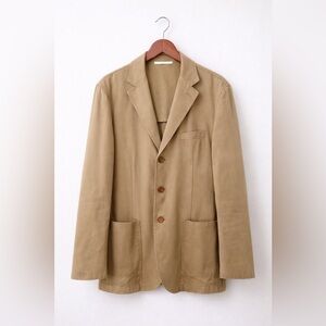 Barneys New York Men’s Cotton Blazer Sport Coat Italy 42R Khaki Tan 3-Button